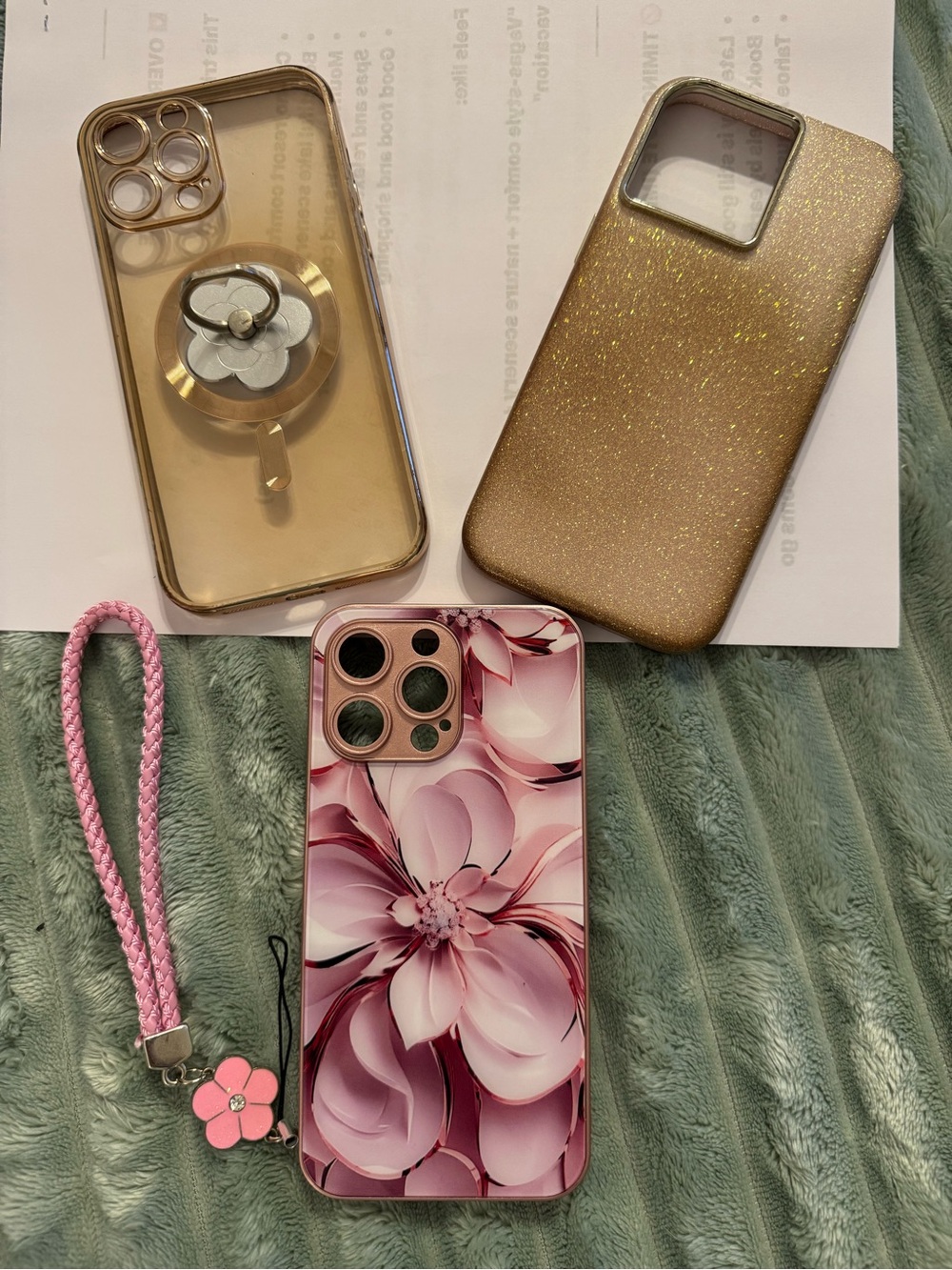 Floral Pink Protective Phone Case with Matching Strap - Brand Unspecified